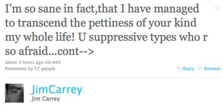 Illustration for article titled Jim Carrey Freaks Out On Twitter